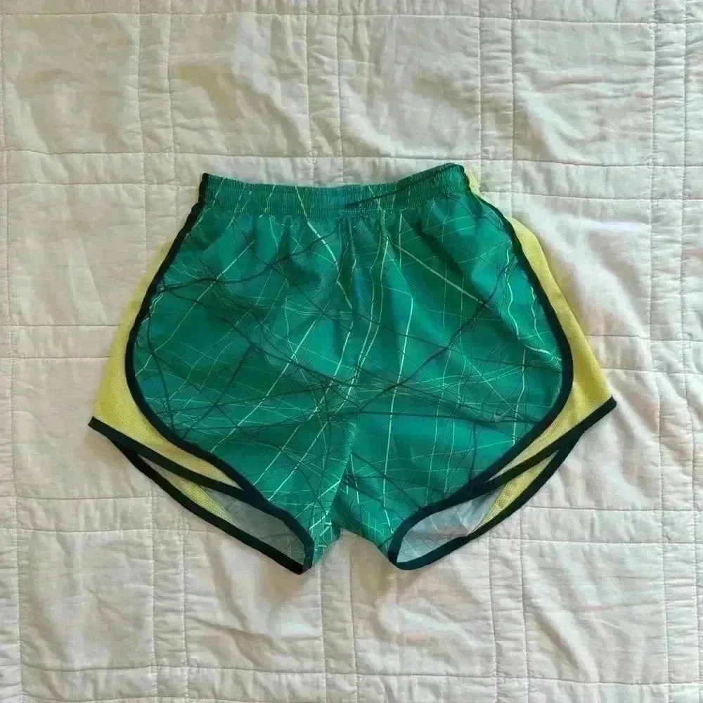 Nike dri-fit green and yellow running‎ athletic shorts extra small